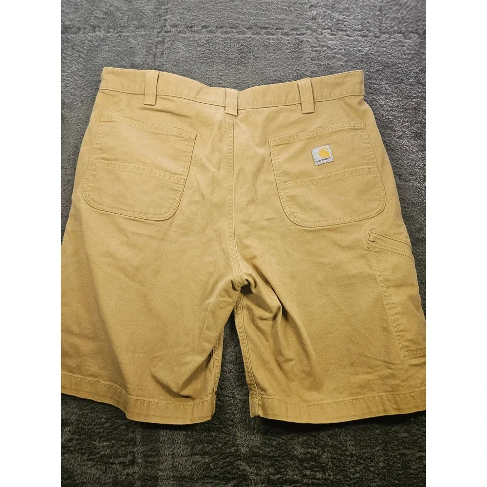 Carhartt Canvas Work Shorts Mens 38 Tan BS2514-M Rugged Flex Relaxed Fit Utility